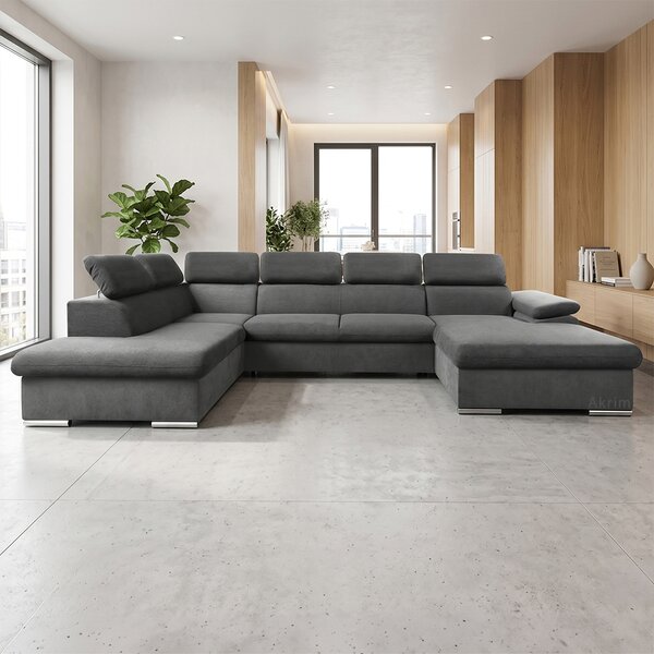 Sedací souprava COOL II | 220x343x191 cm | rozkládací + 2x úložný prostor | PRAVÁ | lounge 21 tmavě šedá