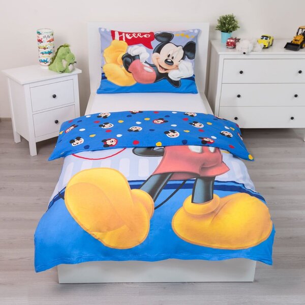Bavlněné dětské povlečení na jednolůžko 140x200 cm Mickey "Hello" – Jerry Fabrics