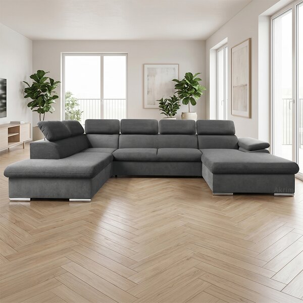 Sedací souprava COOL II | 220x343x191 cm | rozkládací + 2x úložný prostor | PRAVÁ | lounge 21 tmavě šedá