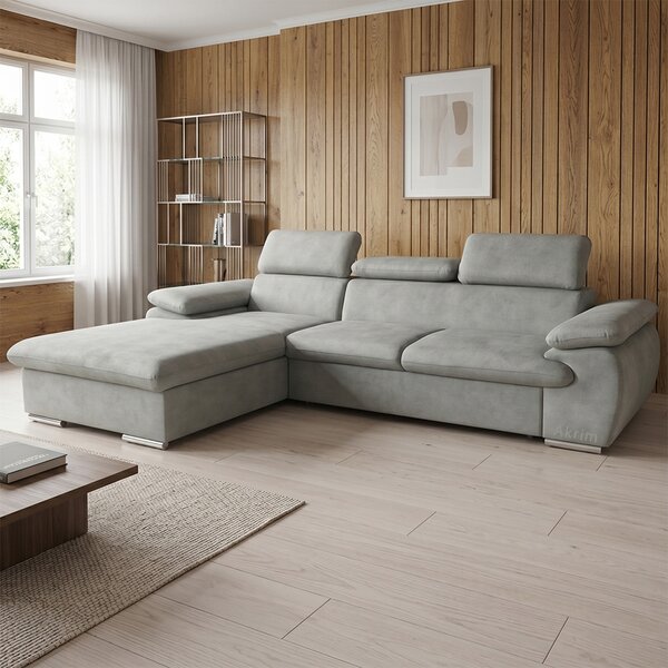 Sedací souprava COOL | 191x281 cm | rozkládací + úložný prostor | LEVÁ | lounge 18 světle šedá