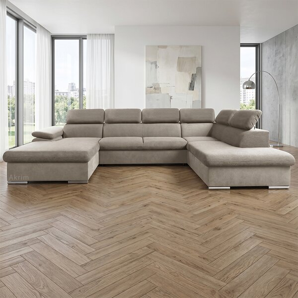 Sedací souprava COOL II | 191x343x220 cm | rozkládací + 2x úložný prostor | LEVÁ | lounge 03 šedobéžová
