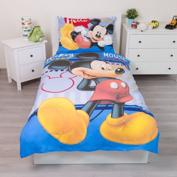 Bavlněné dětské povlečení na jednolůžko 140x200 cm Mickey "Hello" – Jerry Fabrics