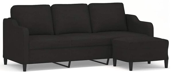 3místná pohovka s podnožkou černá 180 cm textil 3201139