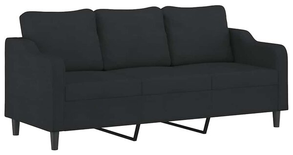 3místná pohovka s podnožkou černá 180 cm textil 3201139