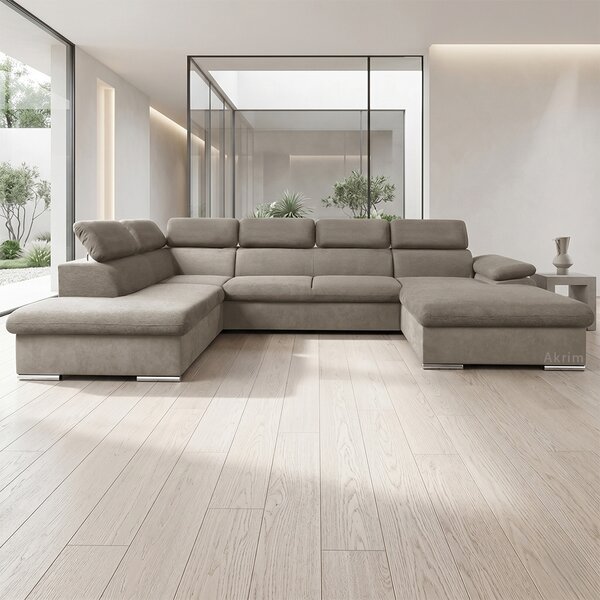 Sedací souprava COOL II | 220x343x191 cm | rozkládací + 2x úložný prostor | PRAVÁ | lounge 03 šedobéžová