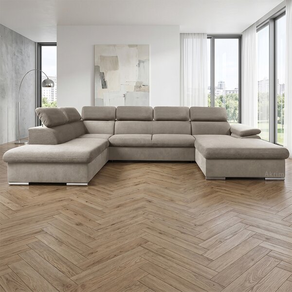 Sedací souprava COOL II | 220x343x191 cm | rozkládací + 2x úložný prostor | PRAVÁ | lounge 03 šedobéžová