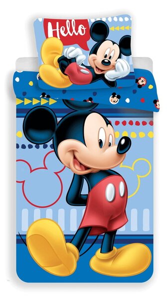 Bavlněné dětské povlečení na jednolůžko 140x200 cm Mickey "Hello" – Jerry Fabrics