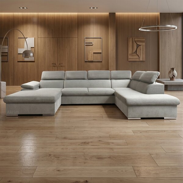Sedací souprava COOL II | 191x343x220 cm | rozkládací + 2x úložný prostor | LEVÁ | lounge 18 světle šedá
