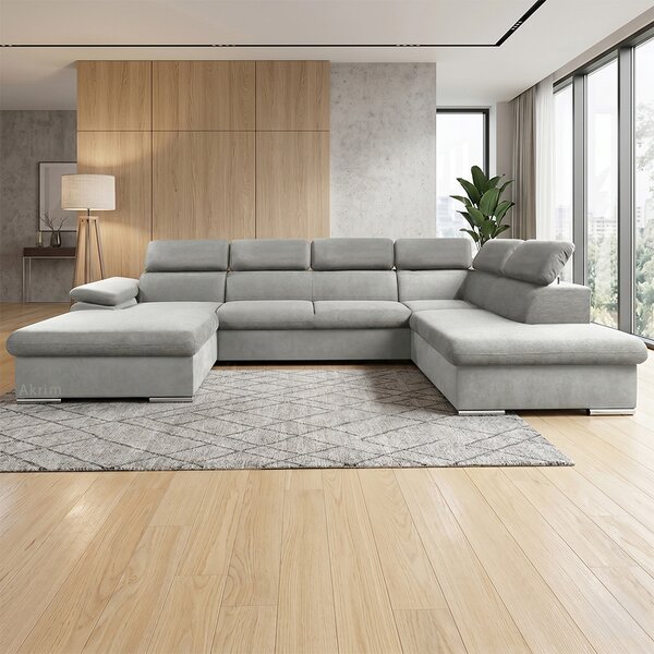 Sedací souprava COOL II | 191x343x220 cm | rozkládací + 2x úložný prostor | LEVÁ | lounge 18 světle šedá