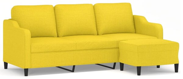 3místná pohovka s podnožkou světle žlutá 180 cm textil 3201140