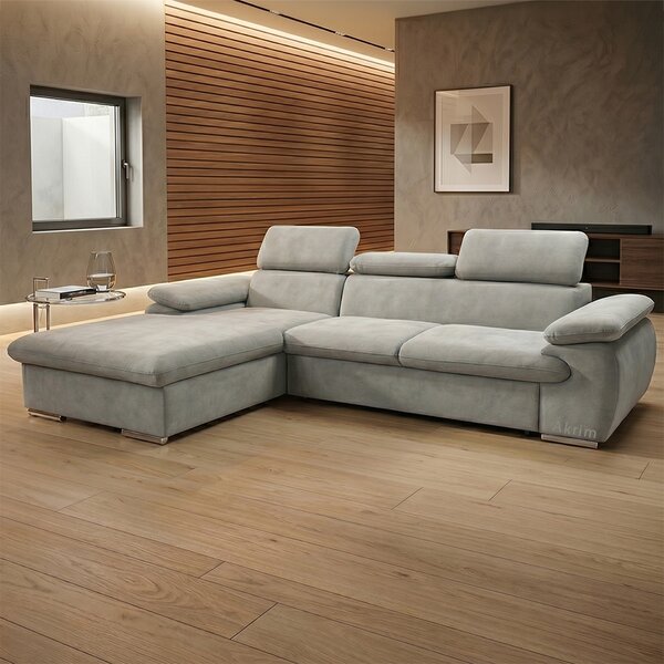 Sedací souprava COOL | 191x281 cm | rozkládací + úložný prostor | LEVÁ | lounge 18 světle šedá