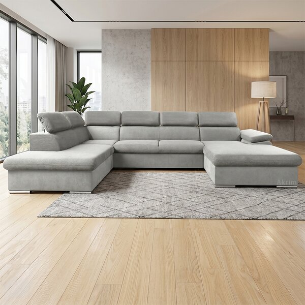Sedací souprava COOL II | 220x343x191 cm | rozkládací + 2x úložný prostor | PRAVÁ | lounge 18 světle šedá