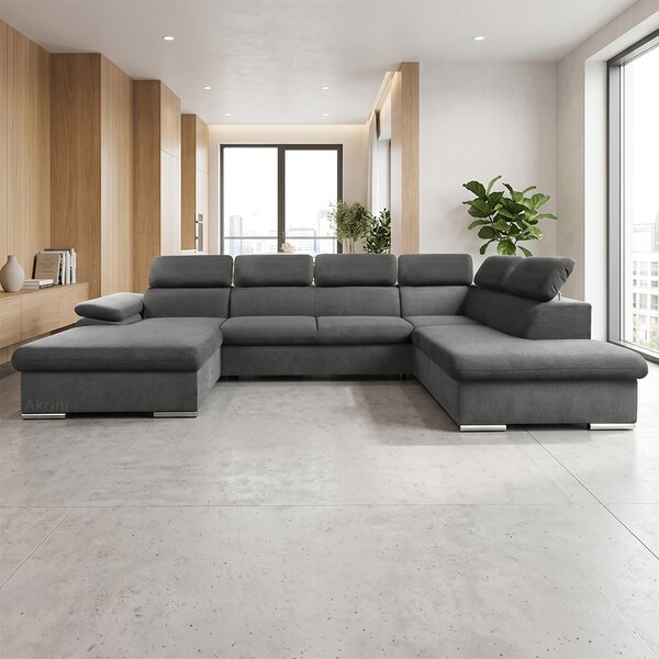 Sedací souprava COOL II | 191x343x220 cm | rozkládací + 2x úložný prostor | LEVÁ | lounge 21 tmavě šedá