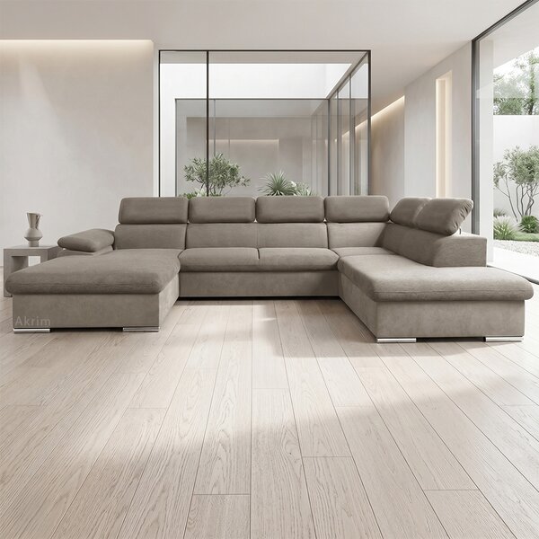 Sedací souprava COOL II | 191x343x220 cm | rozkládací + 2x úložný prostor | LEVÁ | lounge 03 šedobéžová