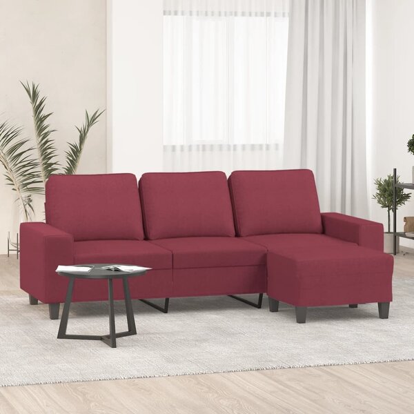 3místná pohovka s podnožkou vínová 180 cm textil 3201157