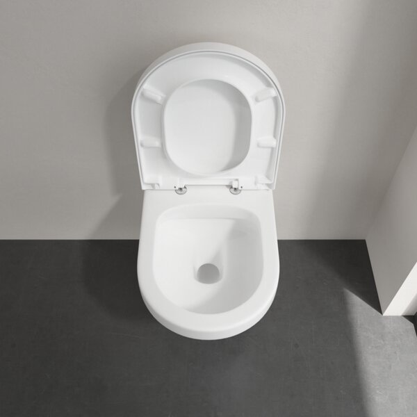 Villeroy & Boch - Instalační systém ViConnect s WC tlačítkem a závěsným WC 370x530 mm s WC sedátkem, SoftClose, Rimless
