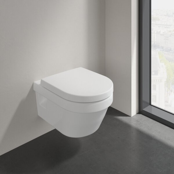 Villeroy & Boch - Instalační systém ViConnect s WC tlačítkem a závěsným WC 370x530 mm s WC sedátkem, SoftClose, Rimless