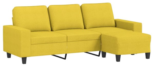 3místná pohovka s podnožkou světle žlutá 180 cm textil 3201156