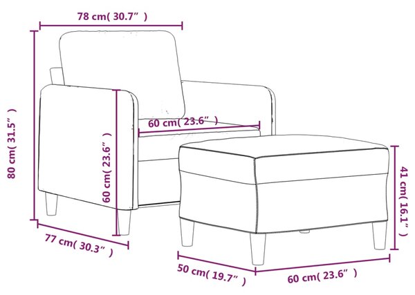 Křeslo s podnožkou vínové 60 cm textil 3201190