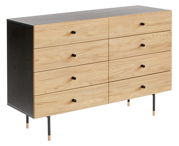 Nízká komoda v dekoru dubu v černé a přírodní barvě 130x87 cm Jugend – Woodman
