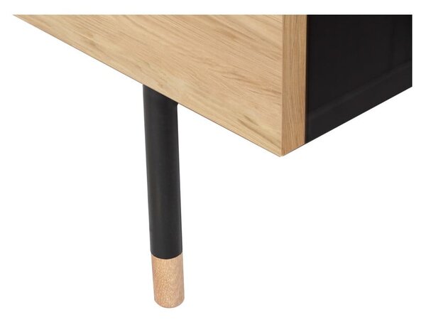 Nízká komoda v dekoru dubu v černé a přírodní barvě 130x87 cm Jugend – Woodman