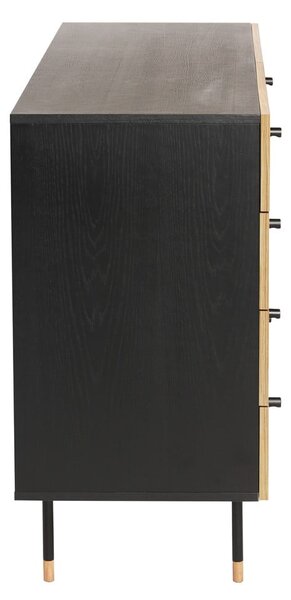 Nízká komoda v dekoru dubu v černé a přírodní barvě 130x87 cm Jugend – Woodman