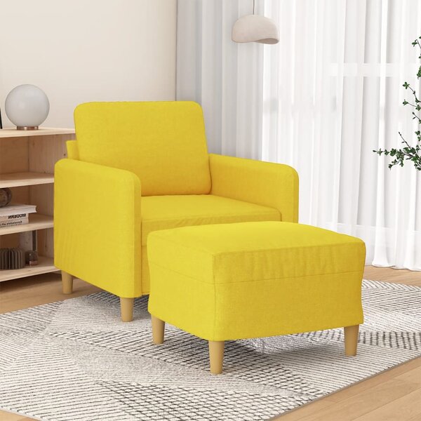 Křeslo s podnožkou světle žluté 60 cm textil 3201189