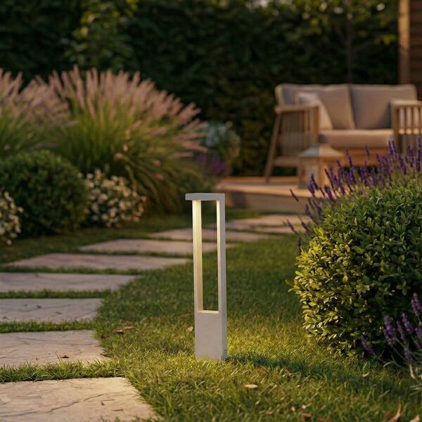 Lindby LED osvětlení cesty Lonete, bílé, výška 65 cm, IP65, Bílá / opál, Hliník, Moderní