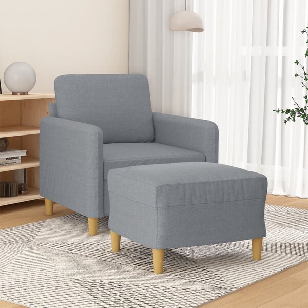 Křeslo s podnožkou světle šedé 60 cm textil 3201184