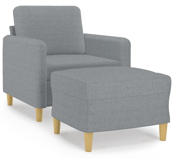 Křeslo s podnožkou světle šedé 60 cm textil 3201184