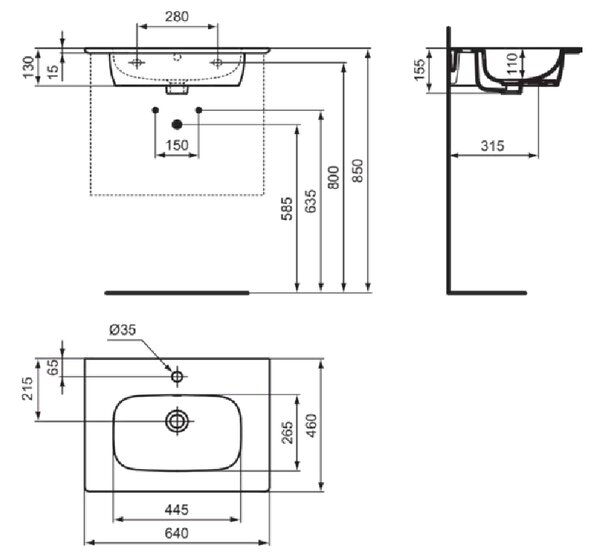 Ideal Standard i.life - Umyvadlo se skříňkou 600 mm, přírodní dub