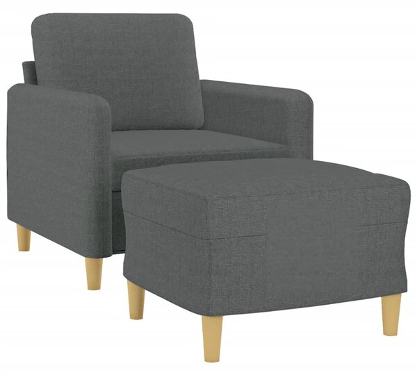 Křeslo s podnožkou tmavě šedé 60 cm textil 3201185