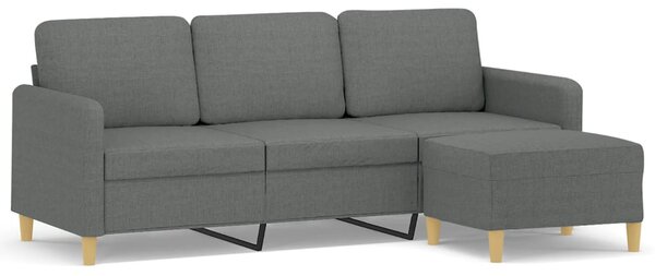3místná pohovka s podnožkou tmavě šedá 180 cm textil 3201193