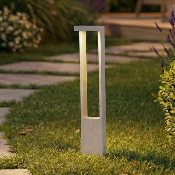 Lindby LED osvětlení cesty Lonete, bílé, výška 65 cm, IP65, Bílá / opál, Hliník, Moderní