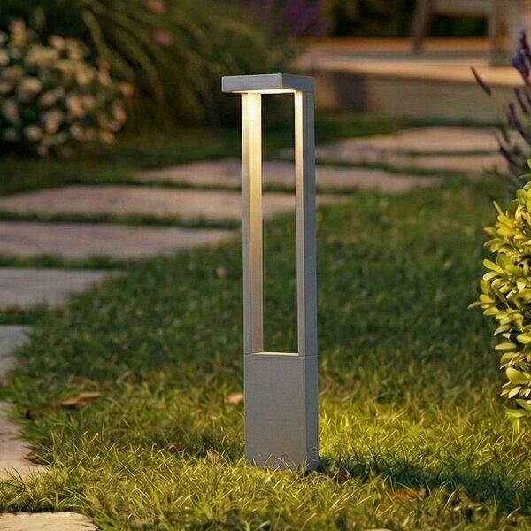 Lindby LED osvětlení cesty Lonete, kamenně šedé, výška 65 cm, IP65, Hliník / šedá / zinek, Hliník, Moderní