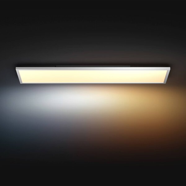 Philips Hue LED panel White Ambiance Aurelle, 120 x 30 cm, bílý, stmívatelný, Bílá / opál, Obývací pokoj / jídelna, kov, Moderní