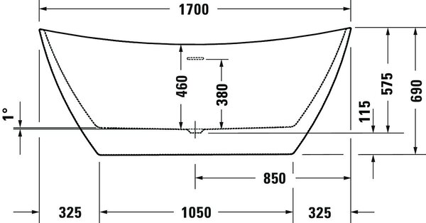 Duravit DuraVato - Volně stojící vana 1700x710 mm, bílá 700570000000000