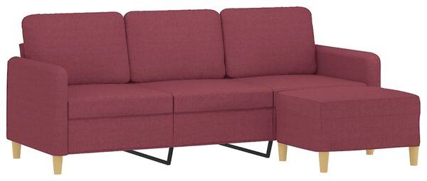 3místná pohovka s podnožkou vínová 180 cm textil 3201198