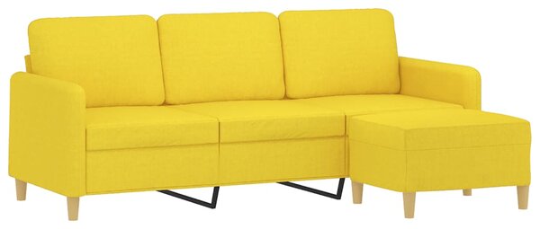 3místná pohovka s podnožkou světle žlutá 180 cm textil 3201197