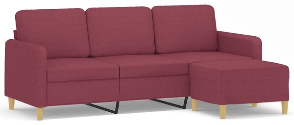 3místná pohovka s podnožkou vínová 180 cm textil 3201198
