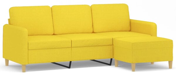 3místná pohovka s podnožkou světle žlutá 180 cm textil 3201197