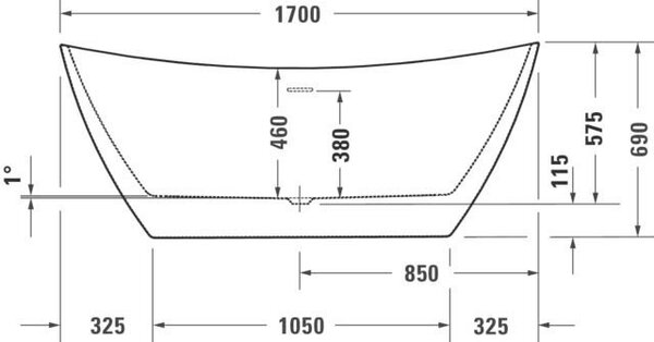Duravit DuraVato - Volně stojící vana 1700x710 mm, bílá 700570000000000