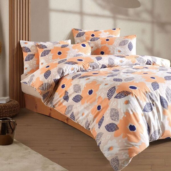 Povlečení bavlněné Daisy Orange 200x140cm+90x70cm TiaHome