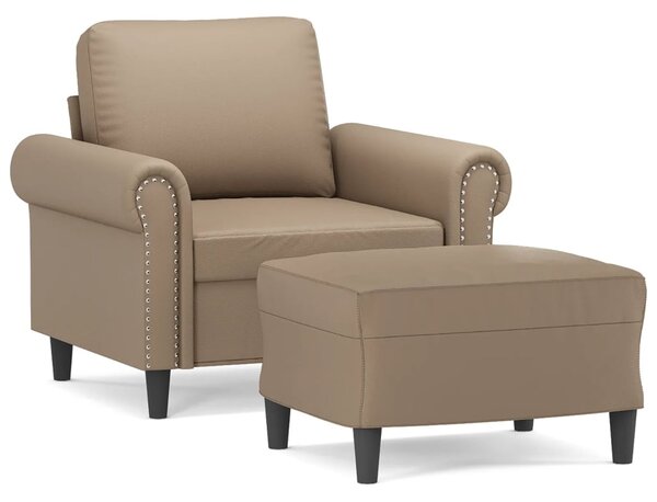 Křeslo s podnožkou cappuccino 60 cm umělá kůže 3201204