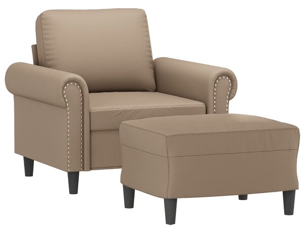Křeslo s podnožkou cappuccino 60 cm umělá kůže 3201204