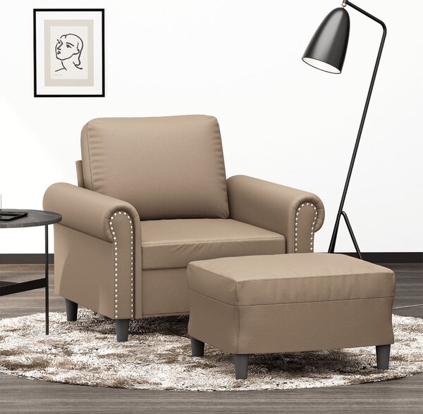 Křeslo s podnožkou cappuccino 60 cm umělá kůže 3201204