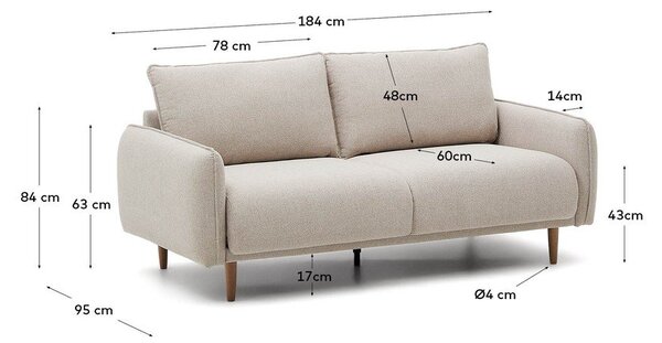 Béžová pohovka 184 cm Carlota – Kave Home