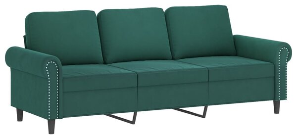3místná pohovka s podnožkou tmavě zelená 180 cm samet 3201217