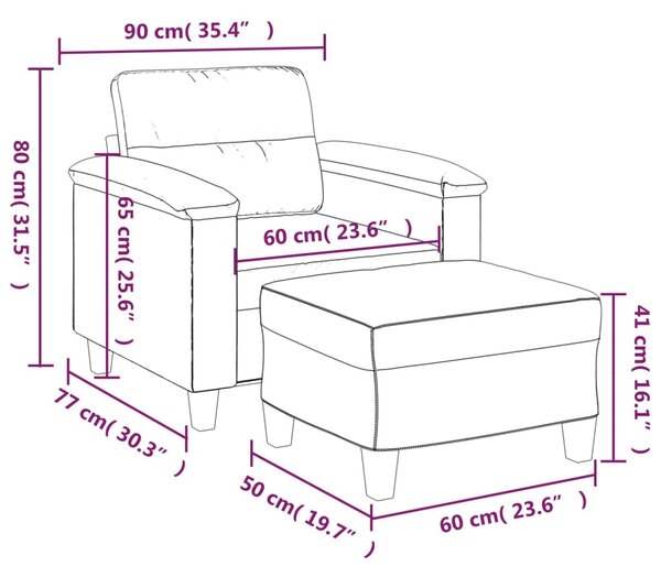 Křeslo s podnožkou černé 60 cm umělá kůže 3201237