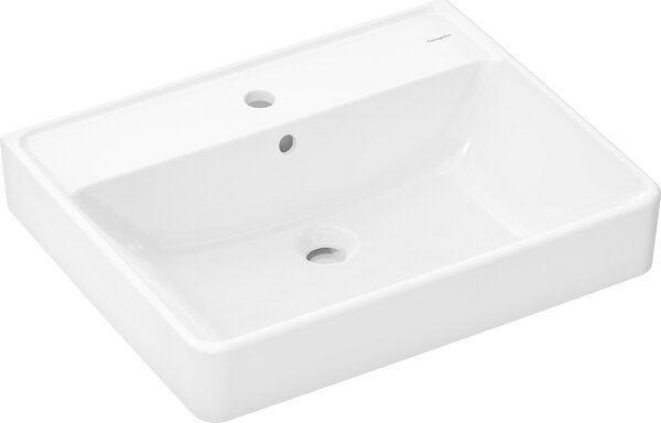 Hansgrohe Xanuia Q - Umyvadlo na zeď 600x480 mm s otvorem pro baterii a přepadem, bílá 60133450